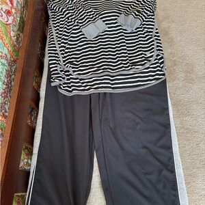 UPF Talbots T Striped Black and White Long Sleeve Top with Black Pants (outfit)